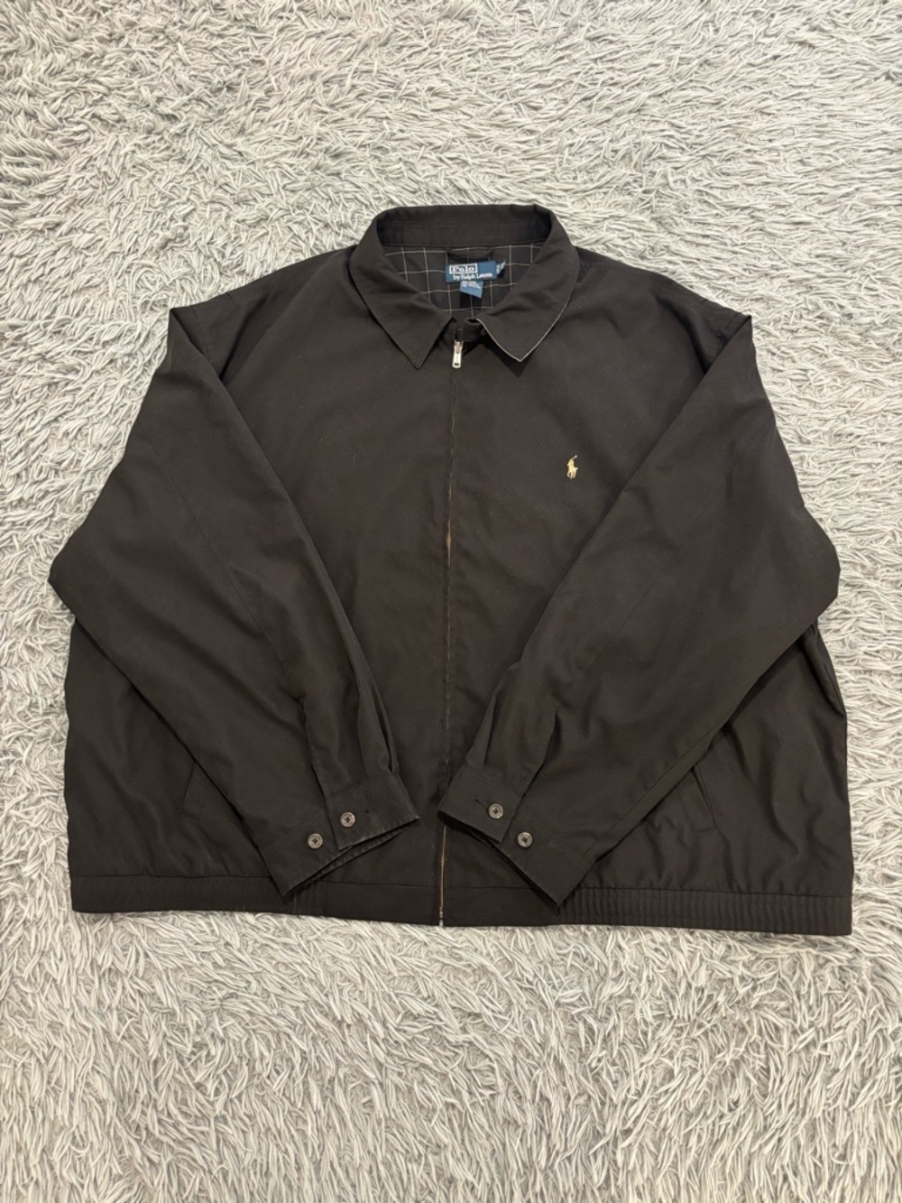 VTG Polo Ralph Lauren Harrington Jacket Plaid Lined Men's 4XB Black Y2K Bomber